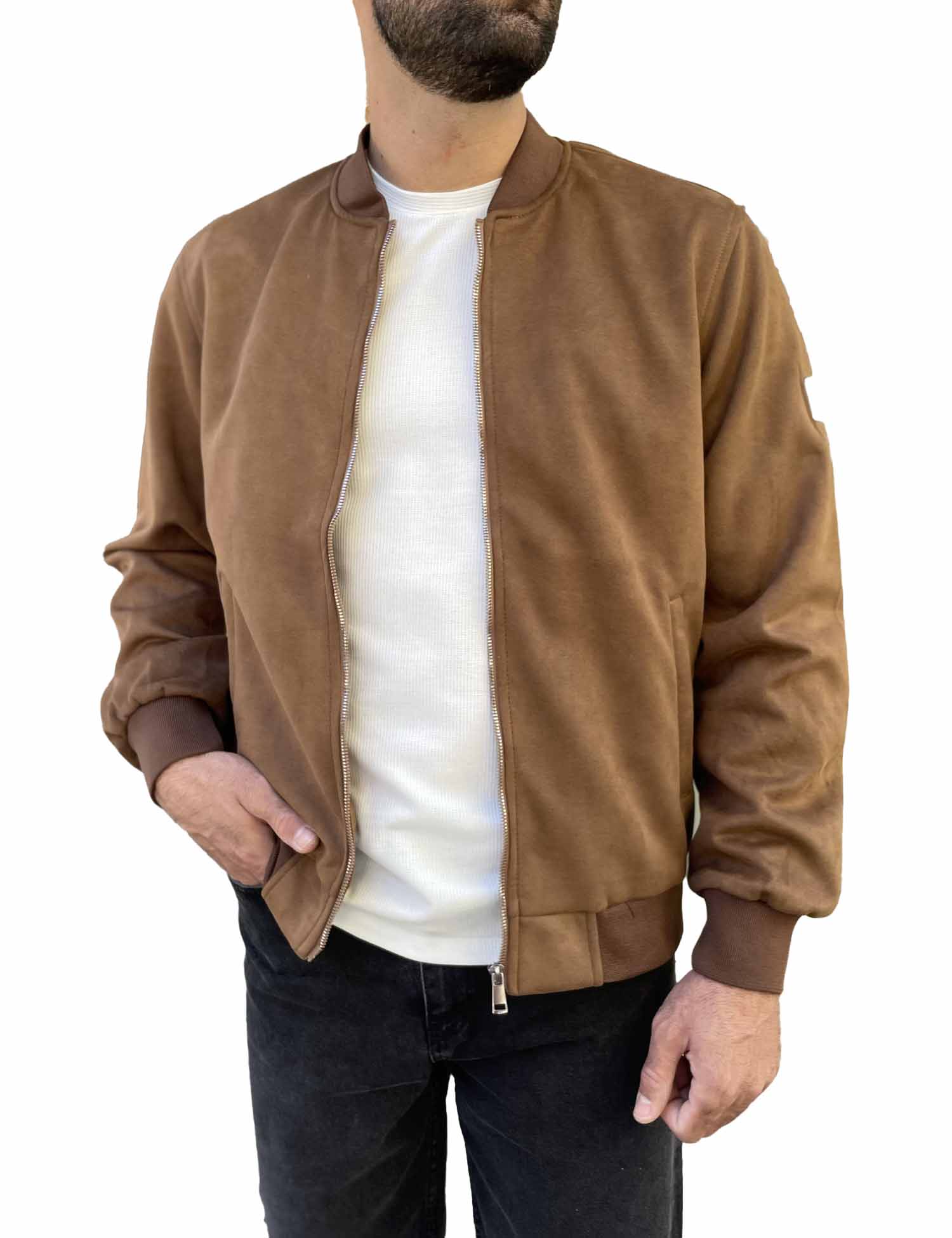 Ανδρικό ταμπά σουέτ μπουφάν Bomber HM264049T φωτογραφία